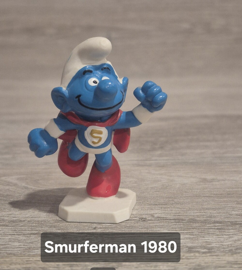 Vintage Smurfman Superhero Figurine
